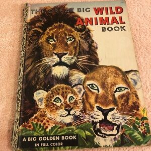 Vintage 1951 The Great Big Wild Animal Book A Big Golden Book Hardcover #10452